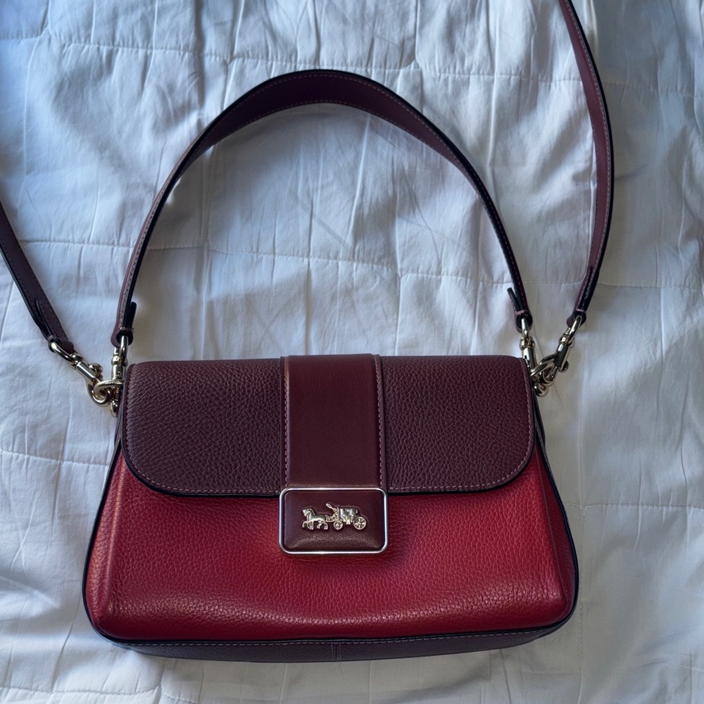 Coach Two-Tone Brown and Red Shoulder Bag